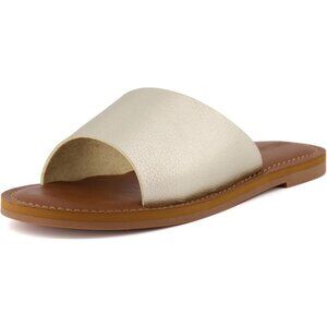 Women's Gold Carly Slide Sandal Vegan Leather Memory Foam Insole Shoes